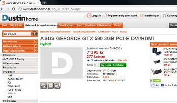 ASUS GeForce GTX 590 3GB PCI- E DVIHDMI 